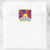 Tibet-Fahne - Snow-Lion-Flagge Quadratischer Aufkleber (Tasche)