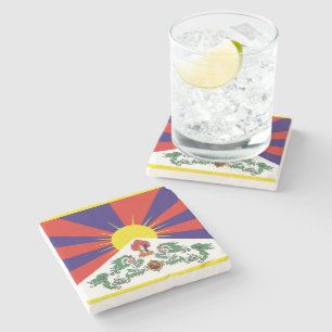 Tibet-Fahne - Snow-Lion-Flagge Steinuntersetzer