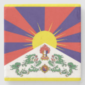 Tibet-Fahne - Snow-Lion-Flagge Steinuntersetzer (Vorderseite)