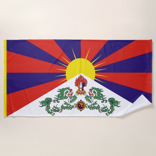 Tibet-Fahne - Snow-Lion-Flagge Strandtuch (Vorderseite)