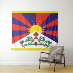 Tibet-Fahne - Snow-Lion-Flagge Wandteppich