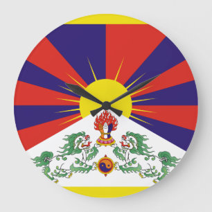 tibet flag große wanduhr