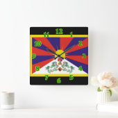 Tibet-Flagge Quadratische Wanduhr (Zuhause)