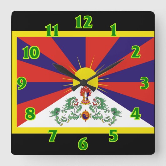 Tibet-Flagge Quadratische Wanduhr (Vorderseite)