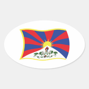 Tibet-Flaggen-Aufkleber Ovaler Aufkleber