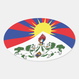 Tibet-Flaggenaufkleber Ovaler Aufkleber