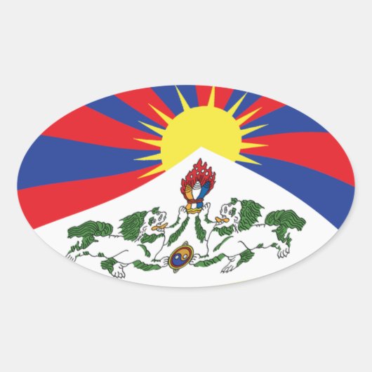 Tibet-Flaggenaufkleber Ovaler Aufkleber (Vorderseite)