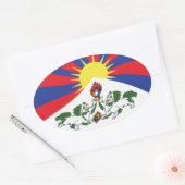 Tibet-Flaggenaufkleber Ovaler Aufkleber (Umschlag)