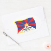 Tibet-Flaggenaufkleber Ovaler Aufkleber (Umschlag)
