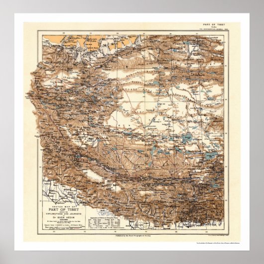 Tibet Hedin Expedition Map 1909 Poster (Vorne)
