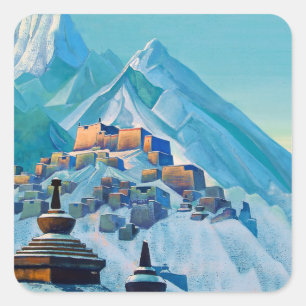 „Tibet Himalaya“ von Nicholas Roerich Quadratischer Aufkleber