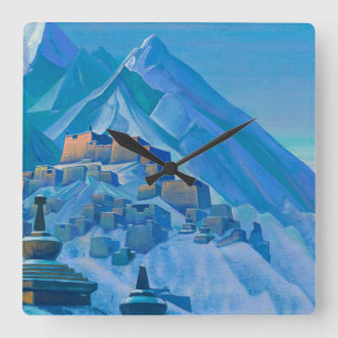 Tibet, Himalayas, 1933 by Nicholas Roerich Quadratische Wanduhr