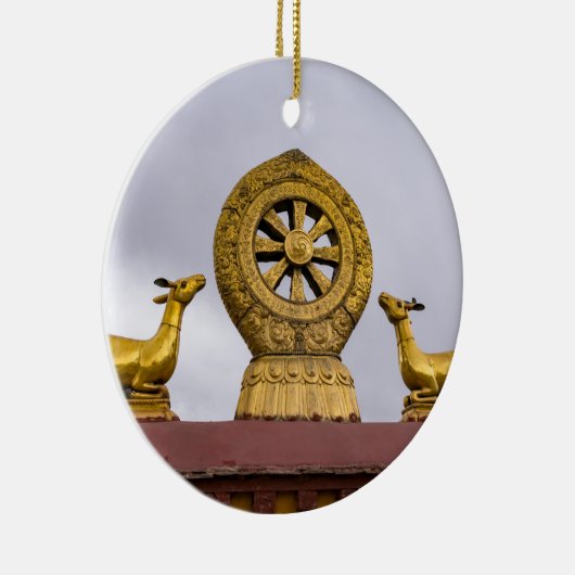 Tibet, Lhasa - Dharma-Rad im Jokhang-Tempel Keramik Ornament (Rechts)