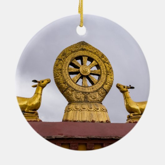 Tibet, Lhasa - Dharma-Rad im Jokhang-Tempel Keramik Ornament (Hinten)