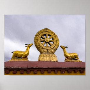 Tibet, Lhasa - Dharma-Rad im Jokhang-Tempel Poster