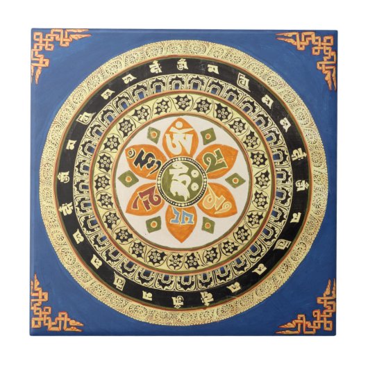 Tibet-Mandala-Kachel Fliese (Vorderseite)