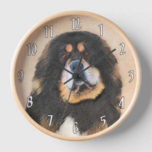Tibet-Mastiff-Gemälde - Süße originelle Hundekunst Uhr