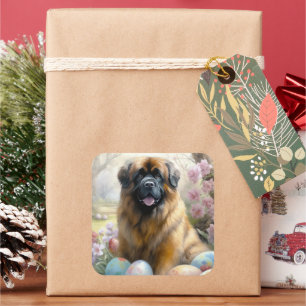 Tibet-Mastiff-Hund mit Ostereiern Feiertag  Quadratischer Aufkleber