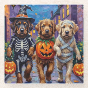 Tibet-Mastiff-Hunde in Halloween-Kostümen Glasuntersetzer