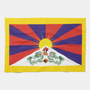 Tibet, Schneeläonen, tibetische Flagge - Der Hima Geschirrtuch