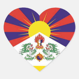 Tibet, Schneeläonen, tibetische Flagge - Der Hima Herz-Aufkleber