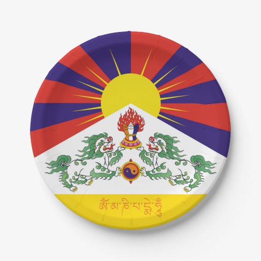 Tibet & Snow Lions Flagge, Mantra- Der Himalaya Pappteller (Vorderseite)