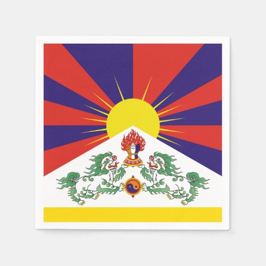 Tibet & Snow Lions Flagge, Mantra- Der Himalaya Serviette (Vorderseite)