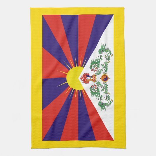 Tibet, Snow Lions, tibetische Flagge - Der Himalay Geschirrtuch (Vertikal)