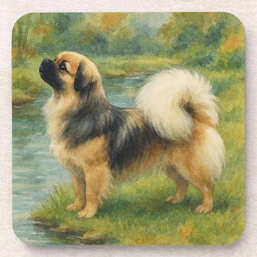 Tibet-Spaniel Getränkeuntersetzer (Vorderseite)