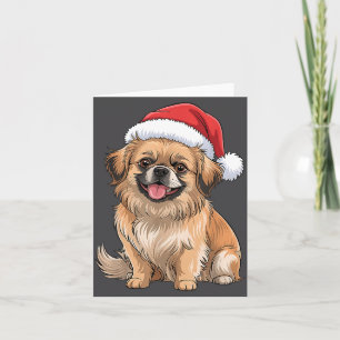 Tibet-Spaniel-Hund Weihnachten Santa Hut Haustier Karte