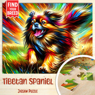 Tibet Spaniel Hundeporträt Acryl-Kunst Druck Hund Puzzle