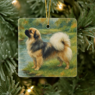 Tibet-Spaniel Keramikornament