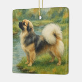 Tibet-Spaniel Keramikornament (Links)