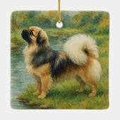 Tibet-Spaniel Keramikornament (Rückseite)
