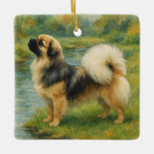 Tibet-Spaniel Keramikornament (Vorderseite)