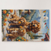 Tibet Spaniel Klostergarten Kunst Puzzle (Horizontal)