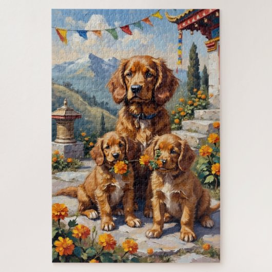 Tibet Spaniel Klostergarten Kunst Puzzle (Vertikal)