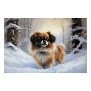 Tibet-Spaniel Lass es schneien Weihnachten Poster