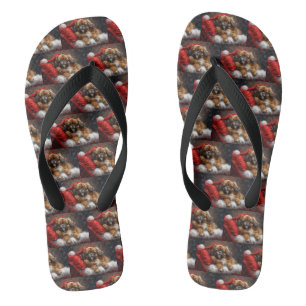 Tibet-Spaniel Weihnachtsfestlich Badesandalen