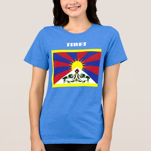 TIBET Special Customizable Blue Tourist Tri-Blend Shirt (Vorderseite)