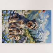 Tibet Terrier Berggarten Kunst Puzzle (Horizontal)