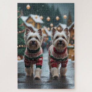 Tibet Terrier Hunde Weihnachten Schnee Urlaub Puzzle