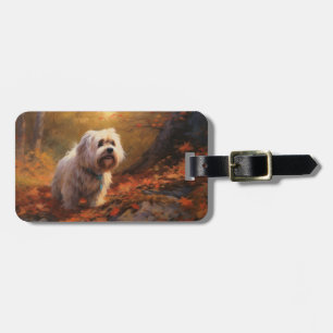 Tibet Terrier im Herbstlaub Fall Inspiriert Gepäckanhänger