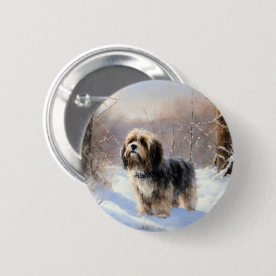 Tibet Terrier Lass es schneien Weihnachten Button