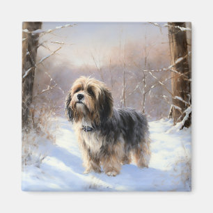 Tibet Terrier Lass es schneien Weihnachten Magnet