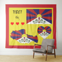 Tibet und tibetische Flagge Tapisserie / Himalaya 