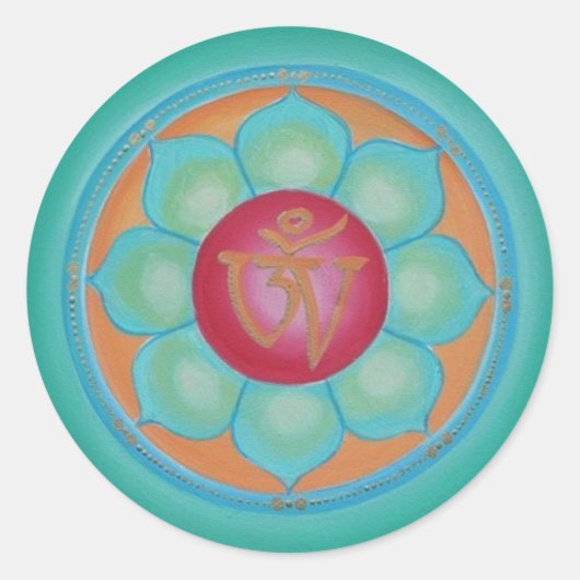 Tibetan Lotus Mandala Runder Aufkleber (Vorderseite)