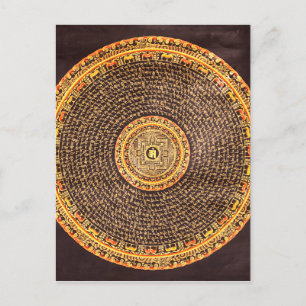 Tibetan Mandala Art (Gold & Schwarz) Postkarte