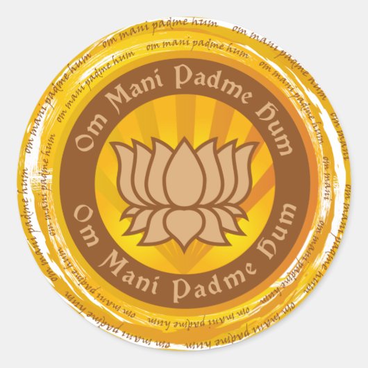 Tibetan Mantra Lotus Blume Runder Aufkleber (Vorderseite)