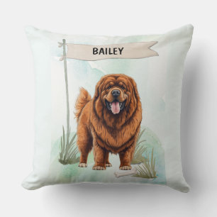 Tibetan-Mastiff-Aquarell-Hundekissen personalisier Kissen